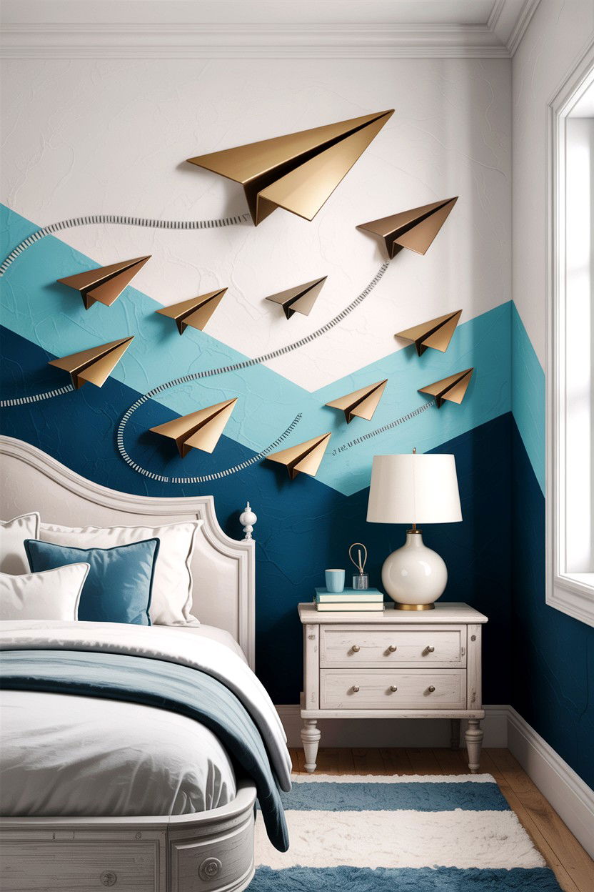 Paper Airplane Wall Art - 30 airplane bedroom ideas