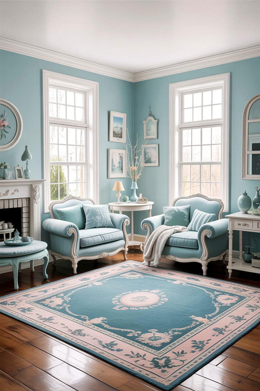 Pastel Blue Palette - 30 French shabby chic living room ideas