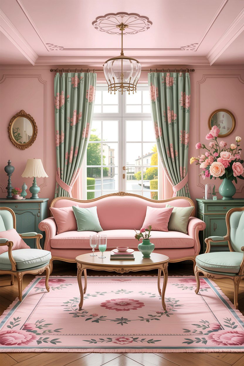 Pastel French living room - 30 living room Parisian furniture ideas