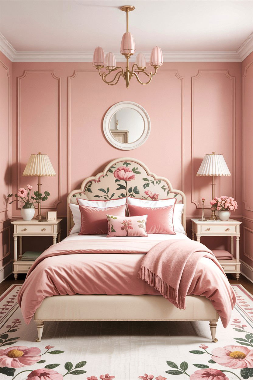 Pastel Pink Wall Paint - 30 grandmillennial bedroom ideas