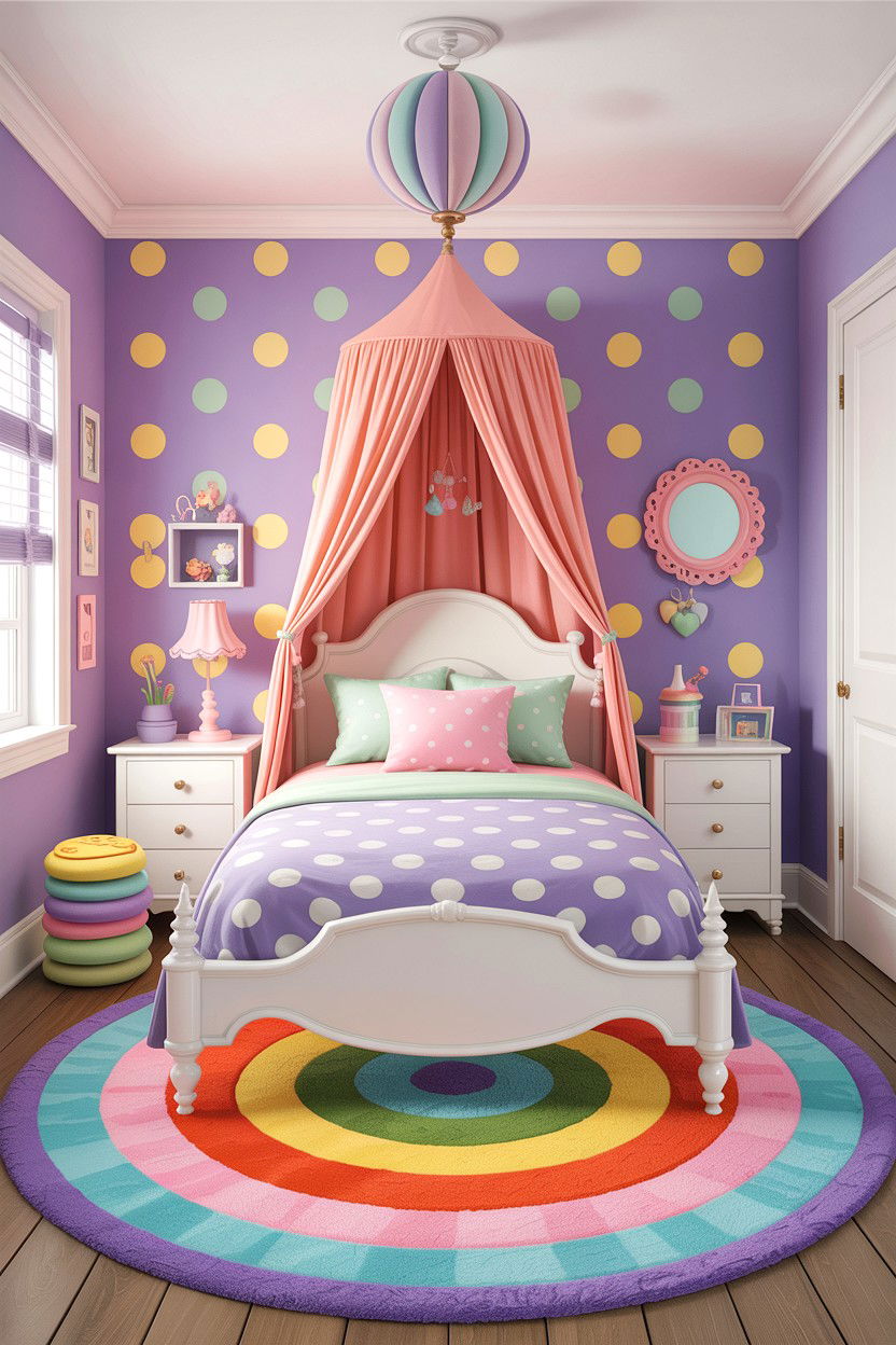 Pastel Polka Dot Girls Room - 30 bedroom polka dot walls