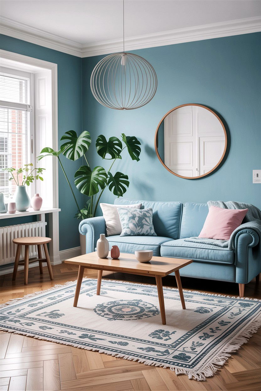 Pastel blue scandinavian living room - 30 scandinavian blue living room ideas