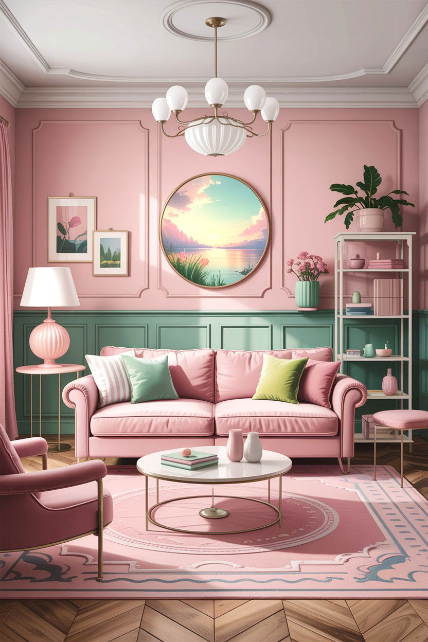 Pastel color palette - 30 grandmillennial living room ideas