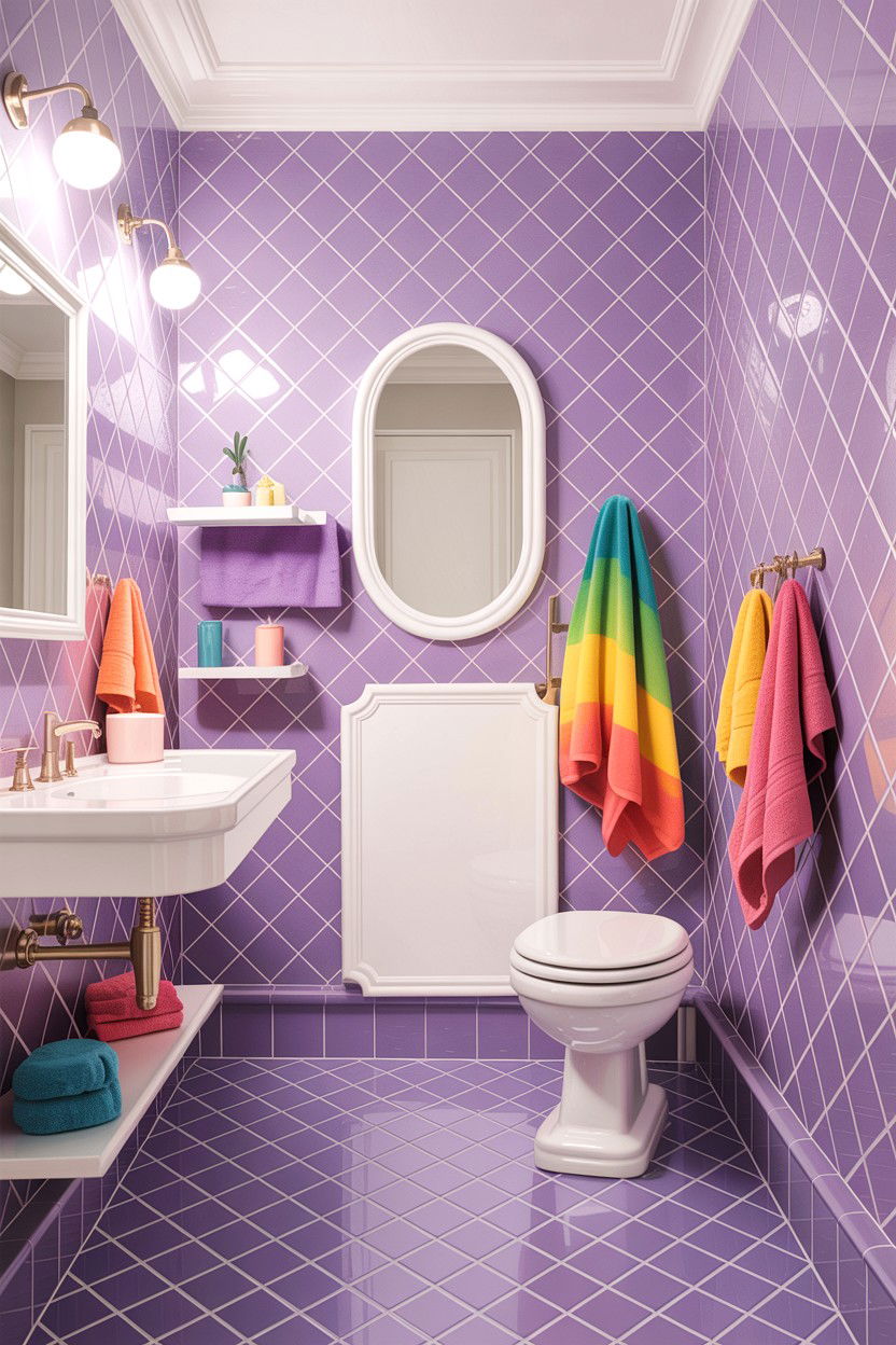 Pastel diamond tile bathroom - 30 diamond tile bathroom ideas