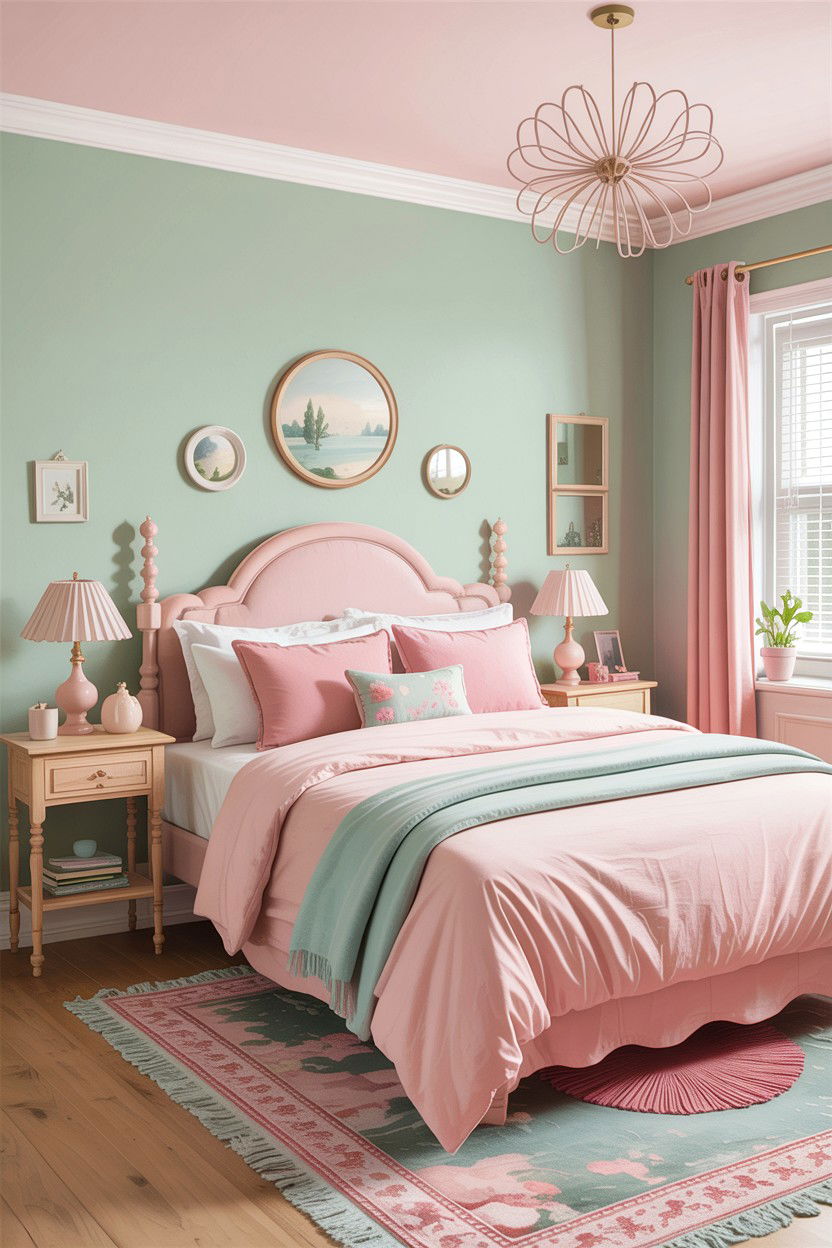 Pastel pink and mint bedroom - 30 colorful bedroom ideas