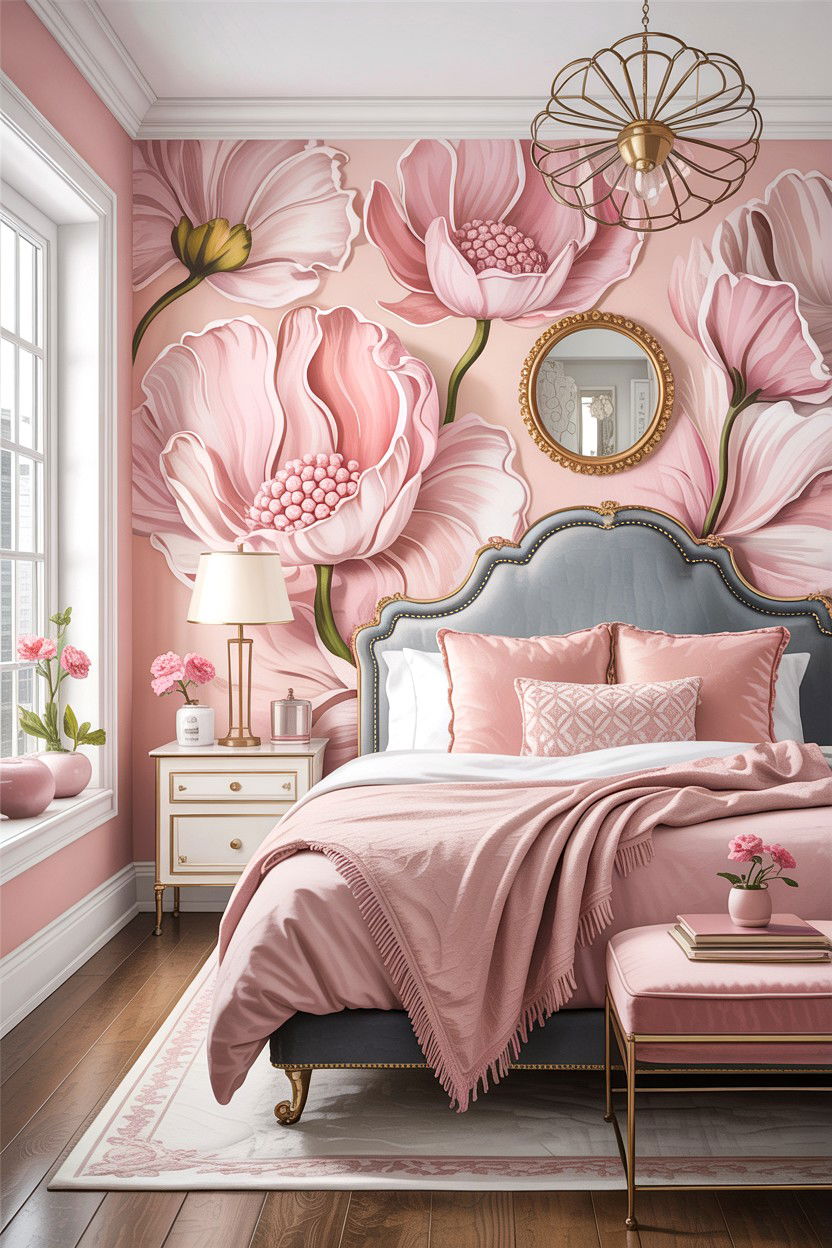 Pastel pink wallpaper - 30 bedroom accent wall wallpapers