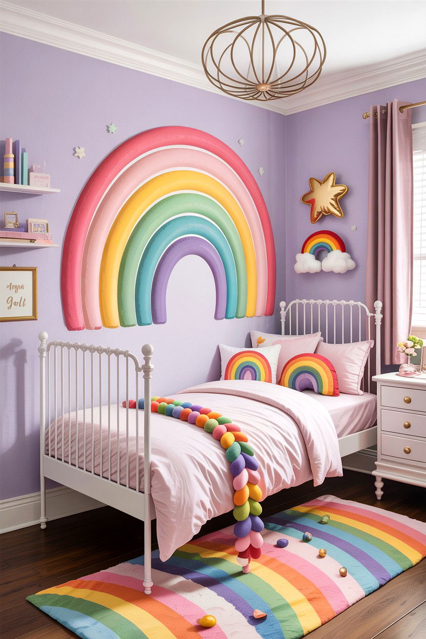 Pastel rainbow girl room - 30 kids bedroom ideas