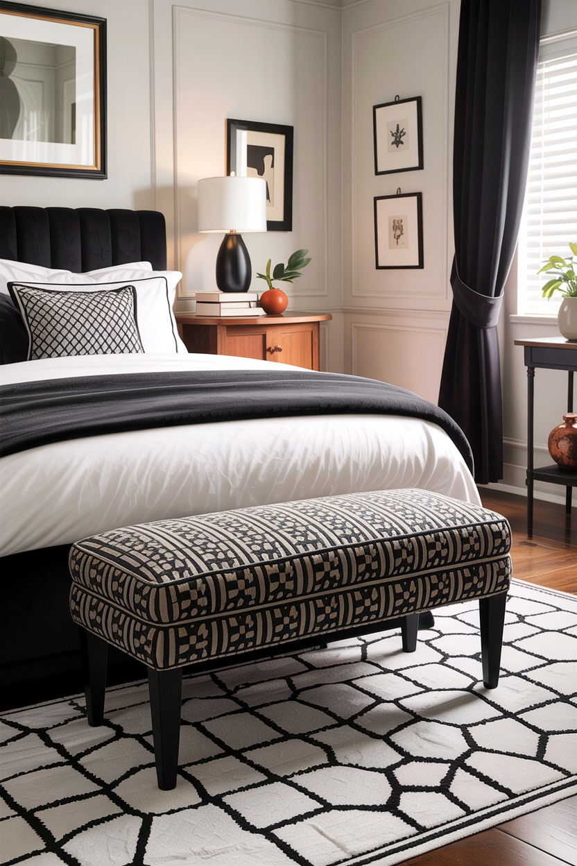 Patterned Bedroom Bench - 30 bedroom upholstered benches
