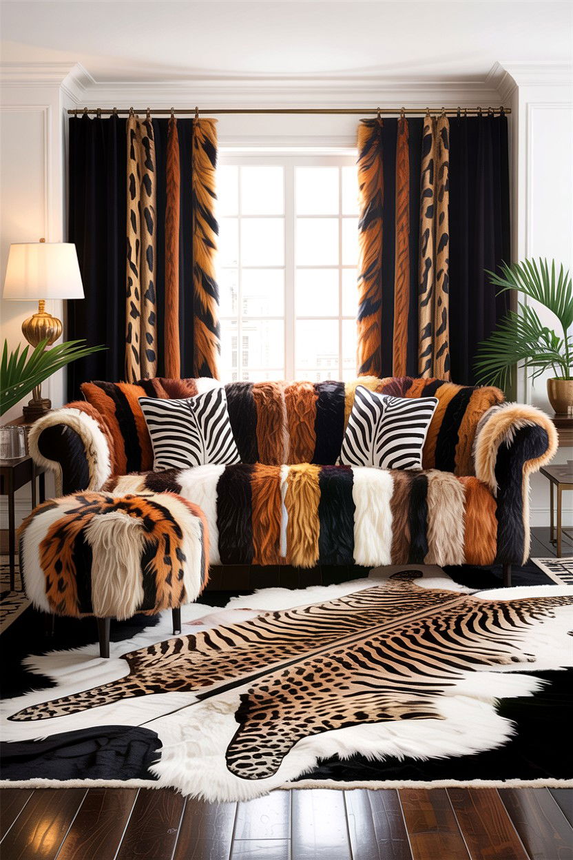 Patterned Faux Fur Living Room - 30 faux fur living room ideas