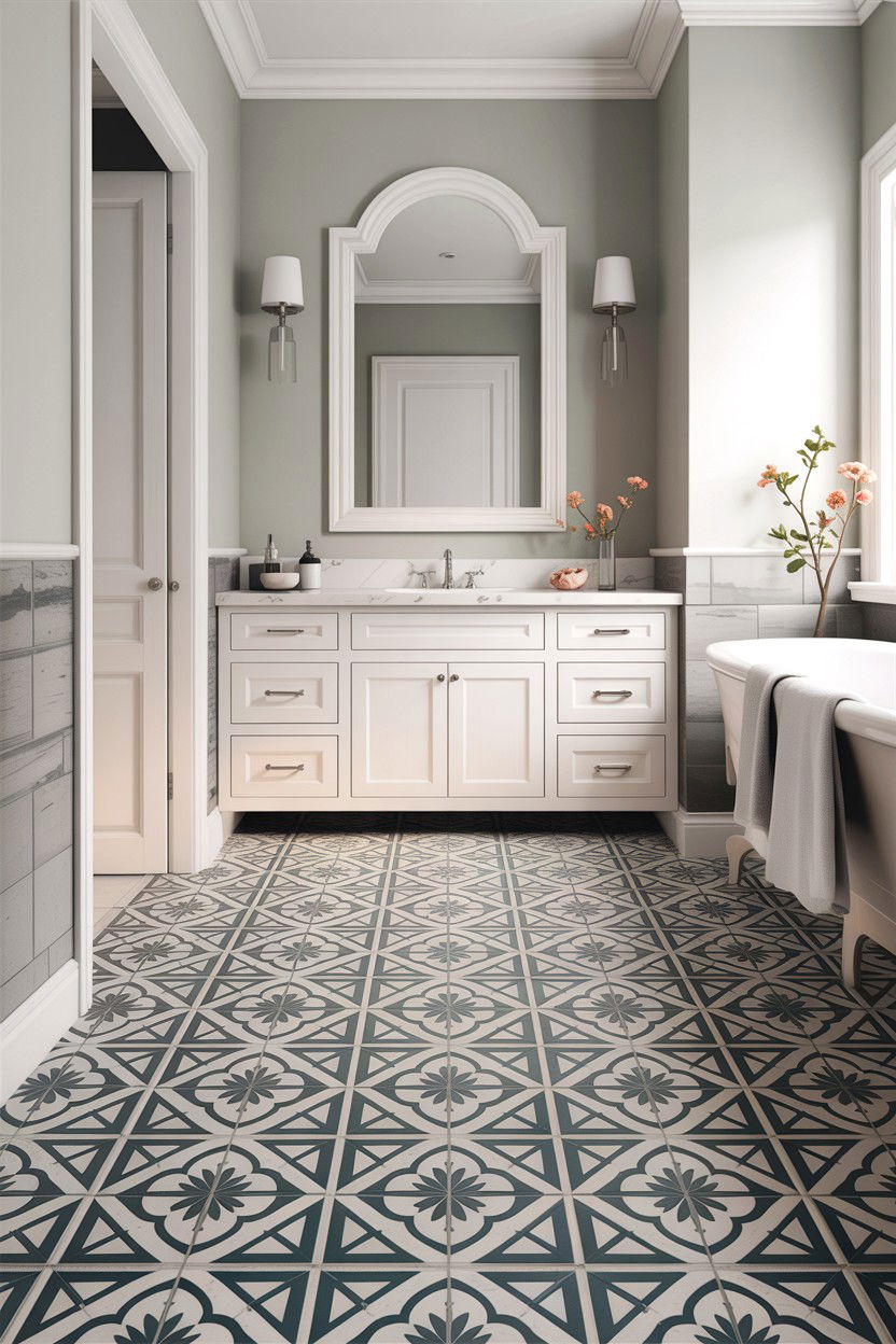 Patterned Floor Hampton Bathroom - 30 Hampton bathroom ideas