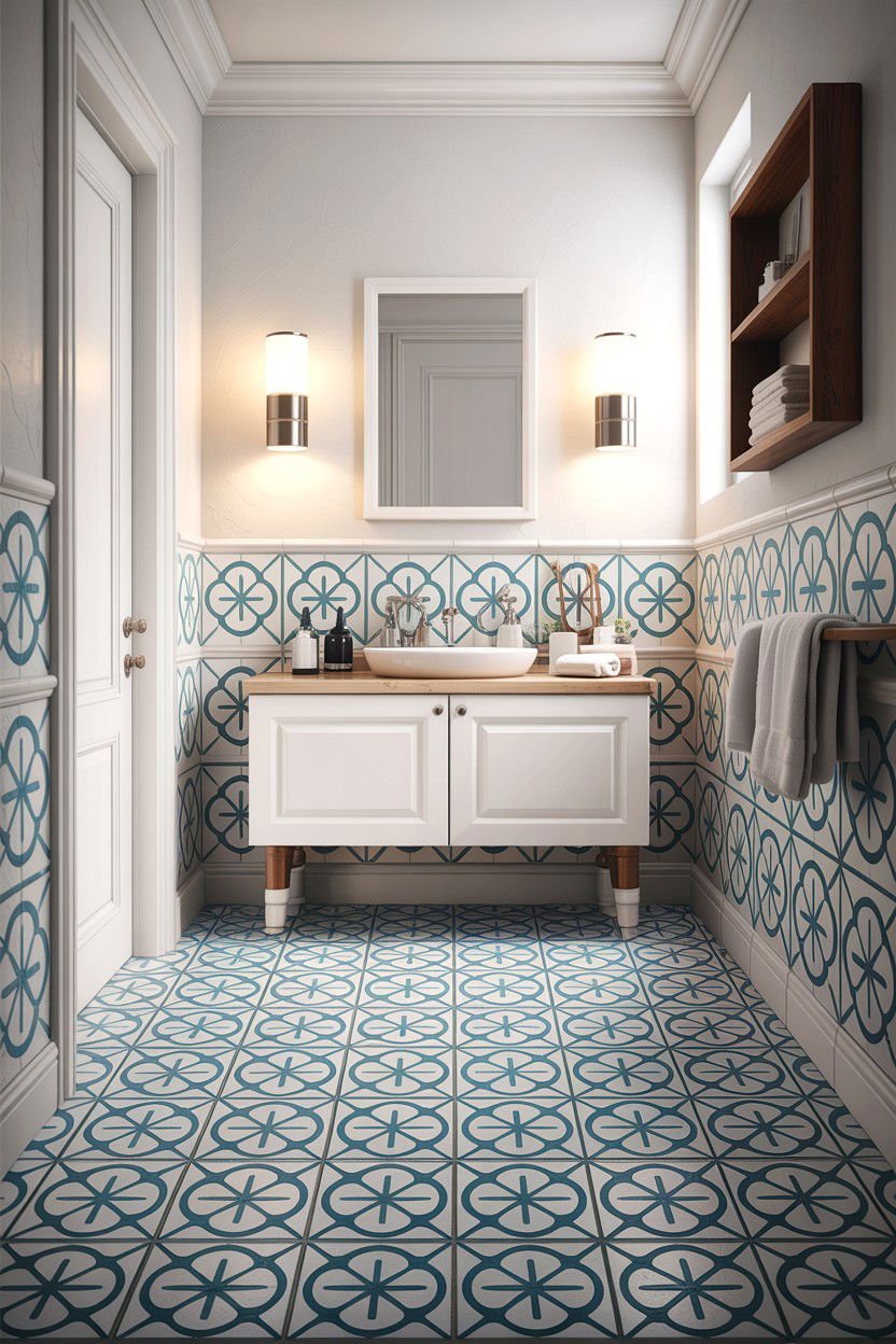 Patterned Floor Tile Bathroom - 30 HGTV bathroom ideas