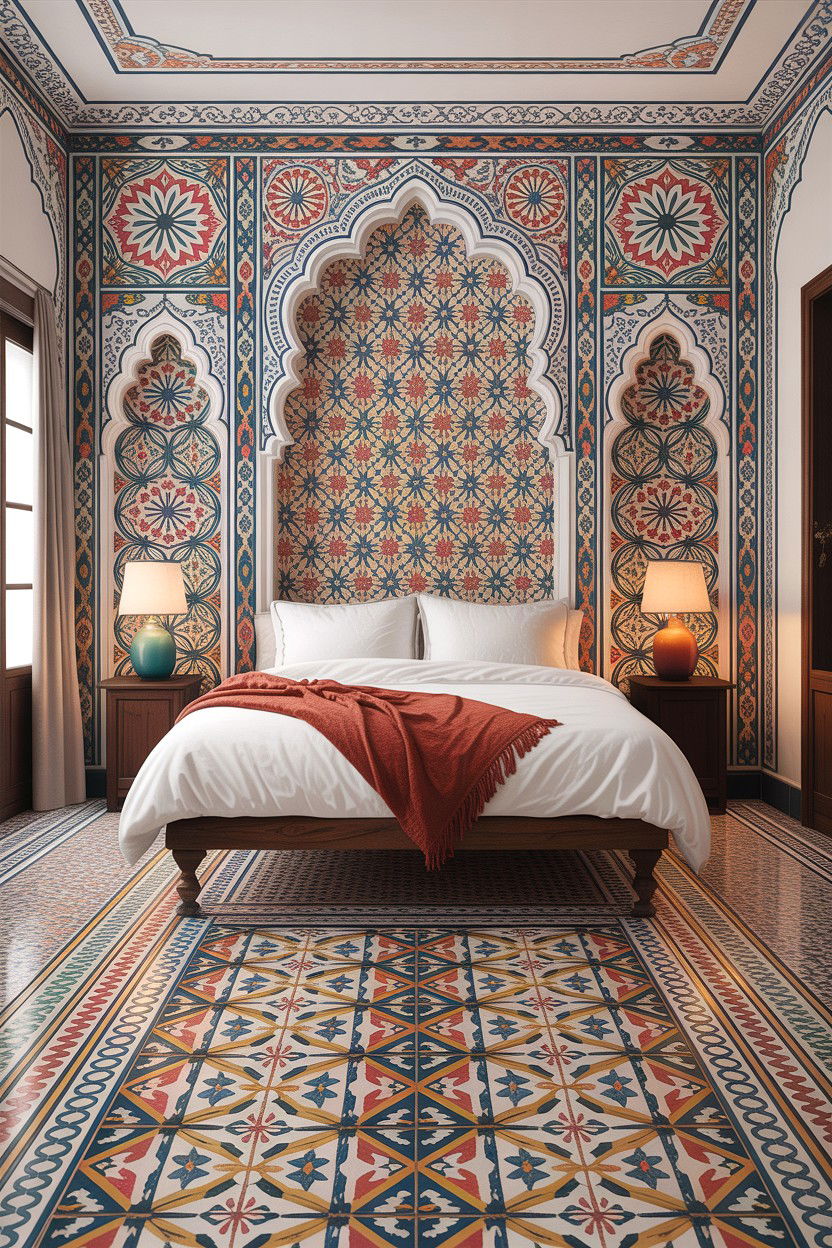 Patterned Floor Tile - 30 bedroom floor ideas