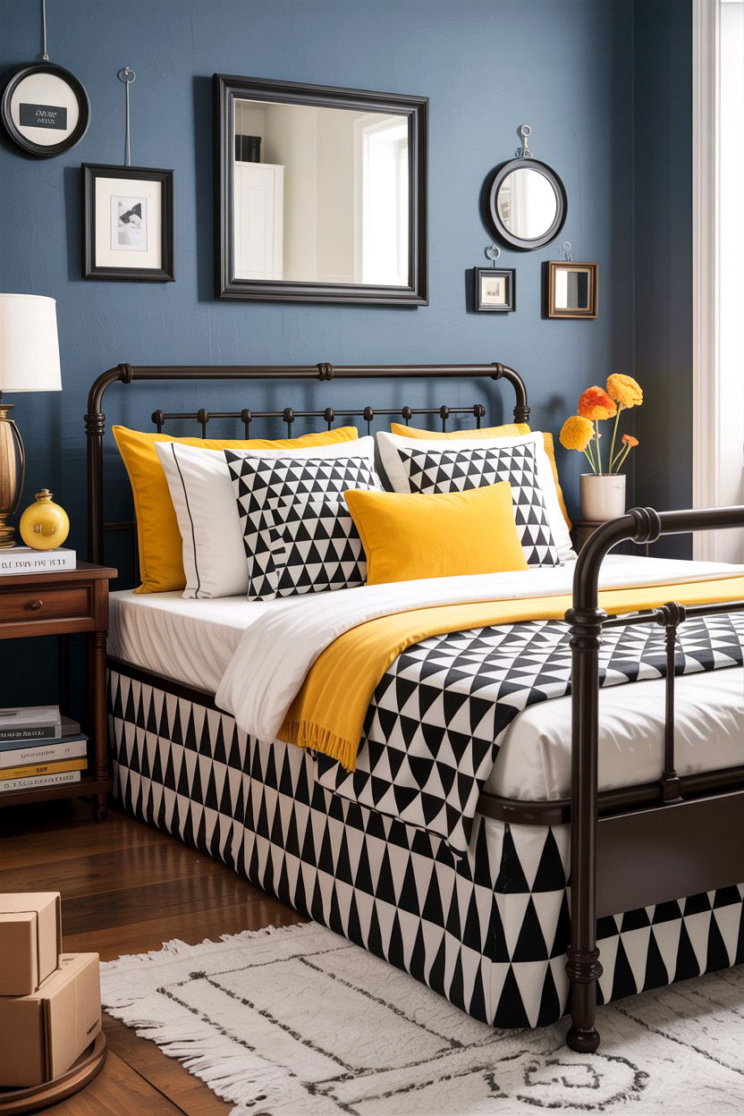 Patterned Geometric Bed Skirt - 30 bedroom bed skirts