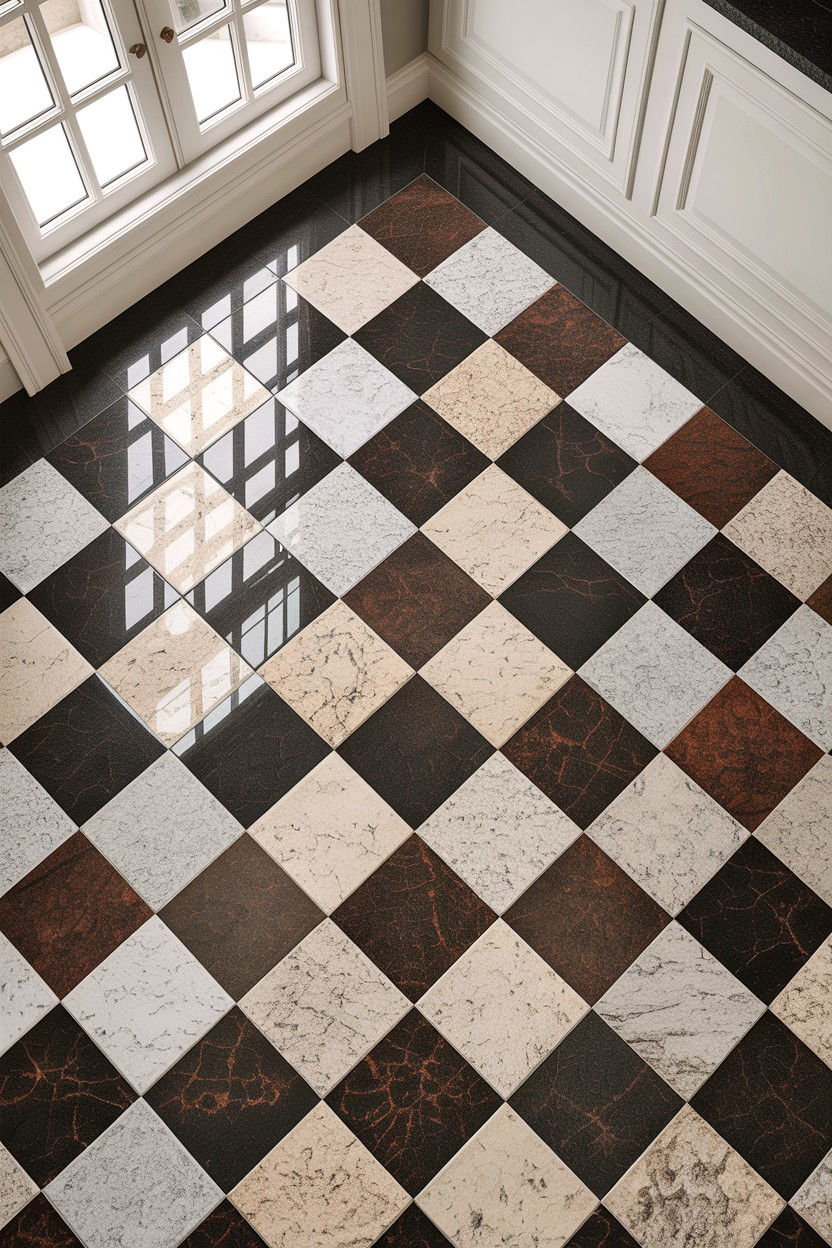 Patterned granite floor - 30 granite bathroom ideas