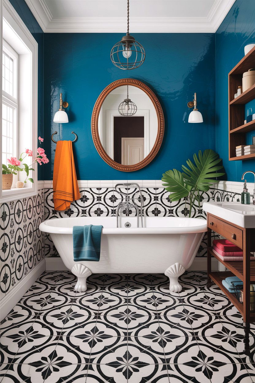Patterned tile clawfoot tub - 30 clawfoot tub ideas