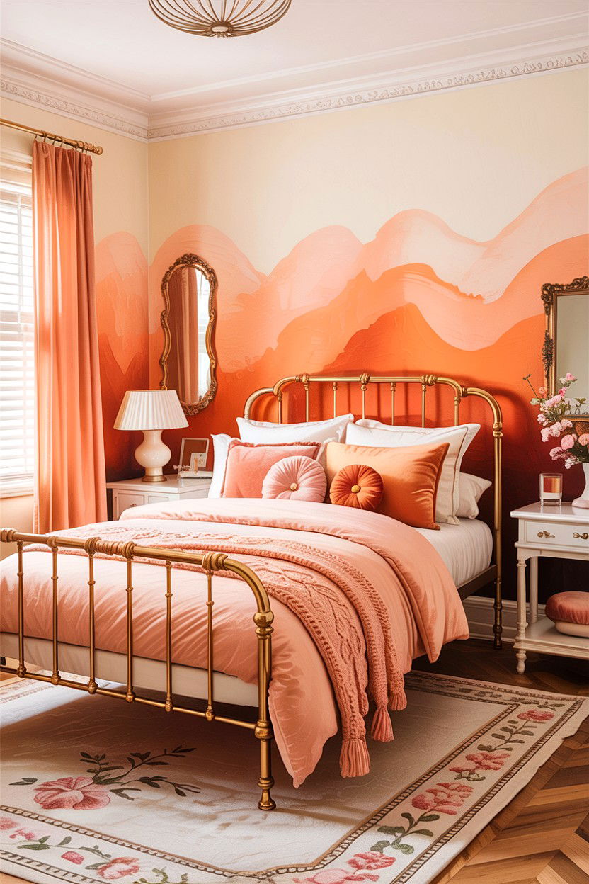 Peach Ombre Bedroom Wall - 30 bedroom ombre wall ideas