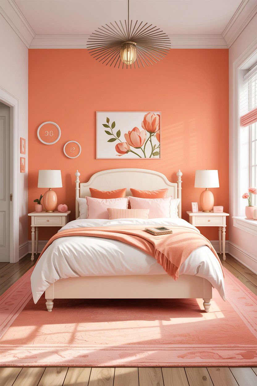 Peach and white bedroom - 30 bedroom two tone walls