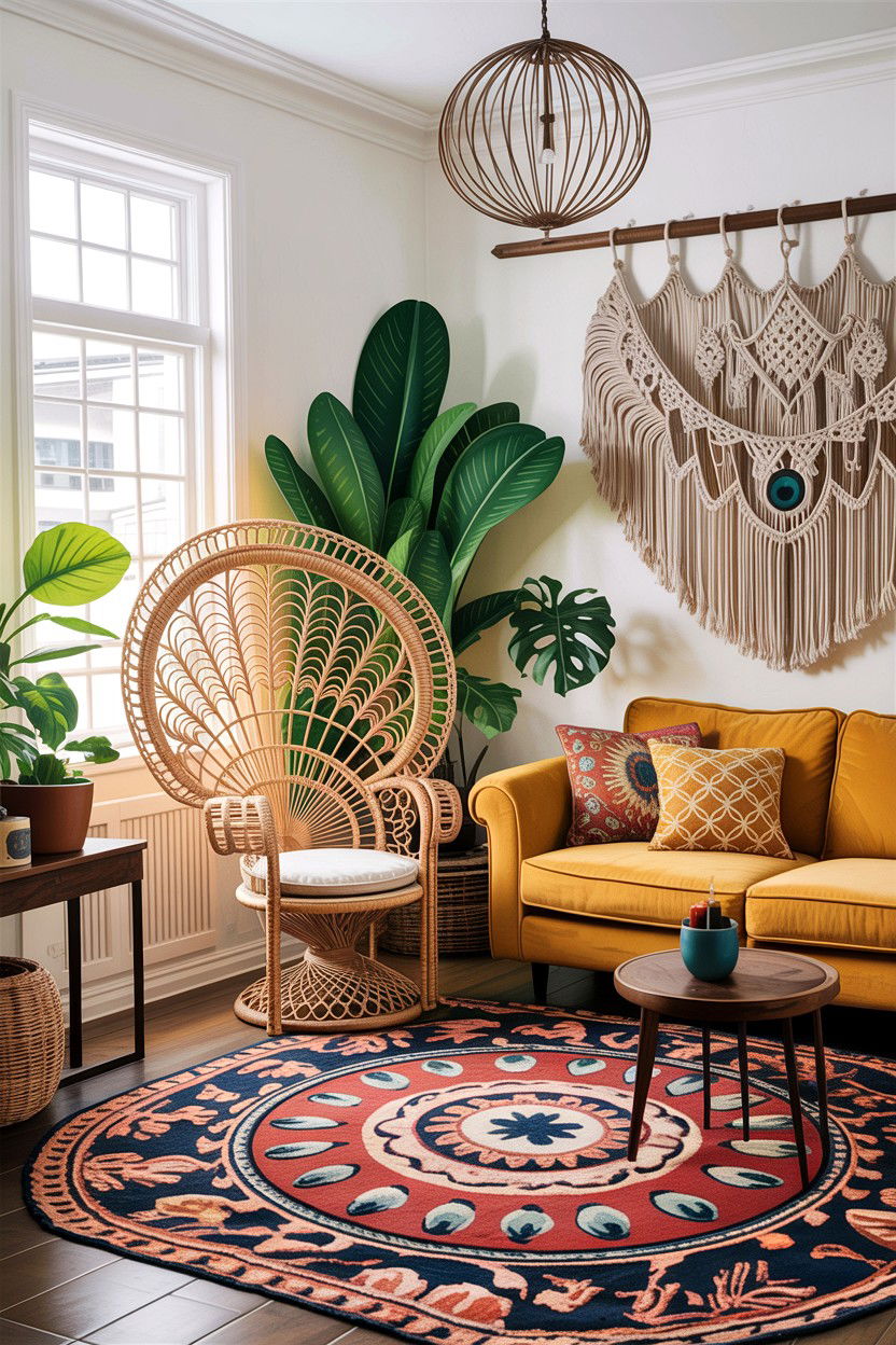 Peacock Chair Boho Living Room - 30 living room Wegner chair ideas