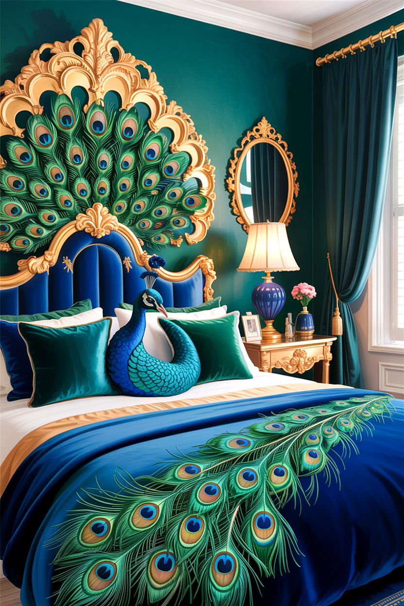 Peacock Decor - 30 animal themed bedroom ideas