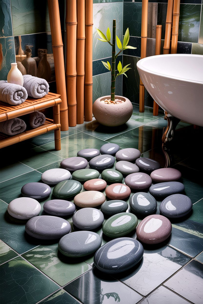 Pebble Bath Mat - 30 bath mat ideas