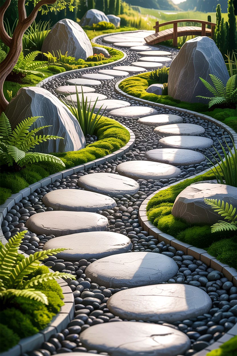 Pebble Garden Path - 30 stone accent ideas