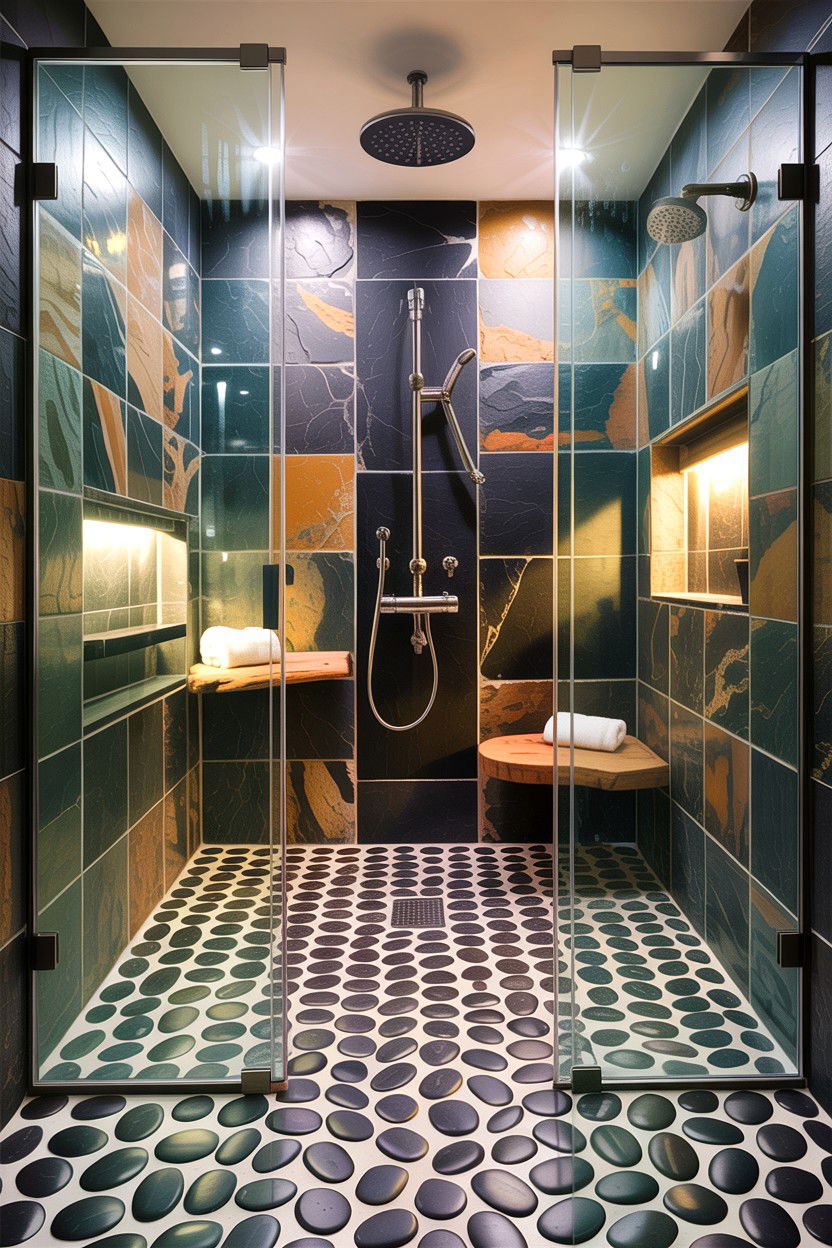 Pebble floor shower - 30 inspiring bathroom ideas