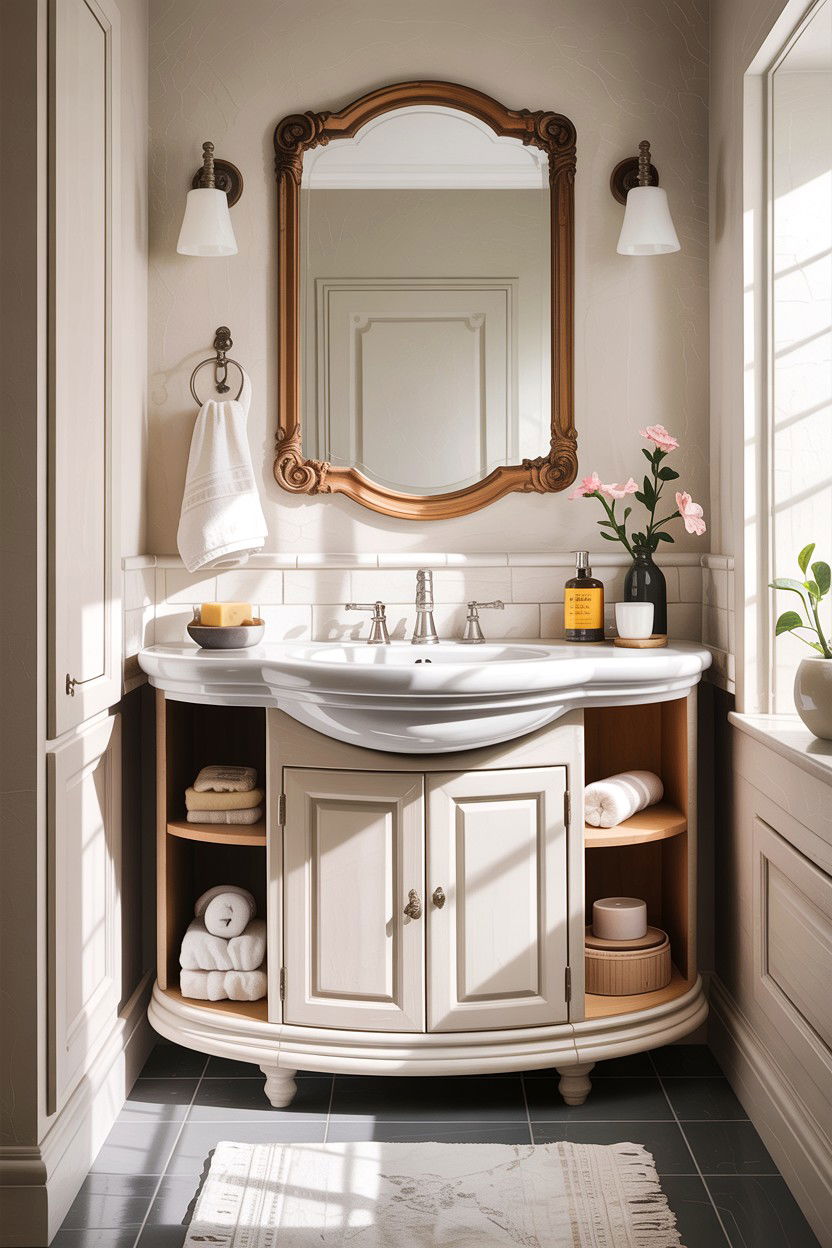 Pedestal sink storage - 30 small bathroom space storage ideas