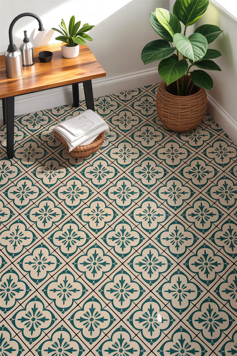 Peel and stick floor tile - 30 apartment bathroom ideas