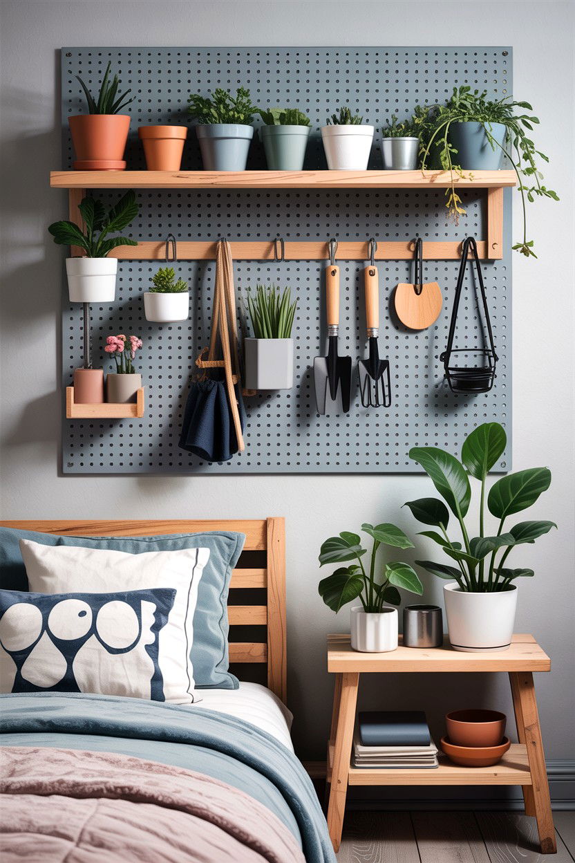 Pegboard Plant Shelf - 30 bedroom plant shelves