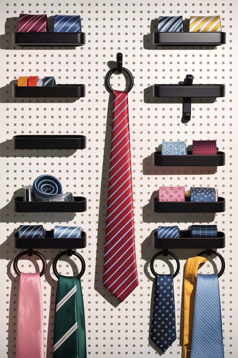 Pegboard Tie Storage - 30 bedroom tie storage ideas
