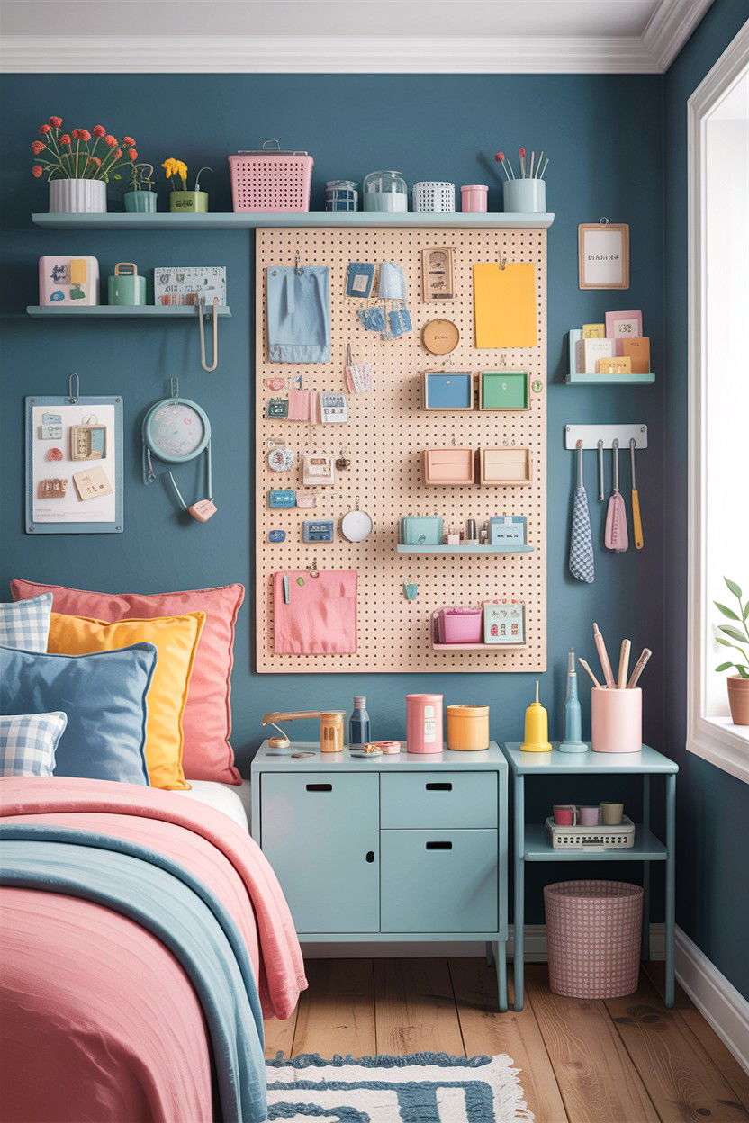 Pegboard Wall Organizer - 30 bedroom collection display ideas