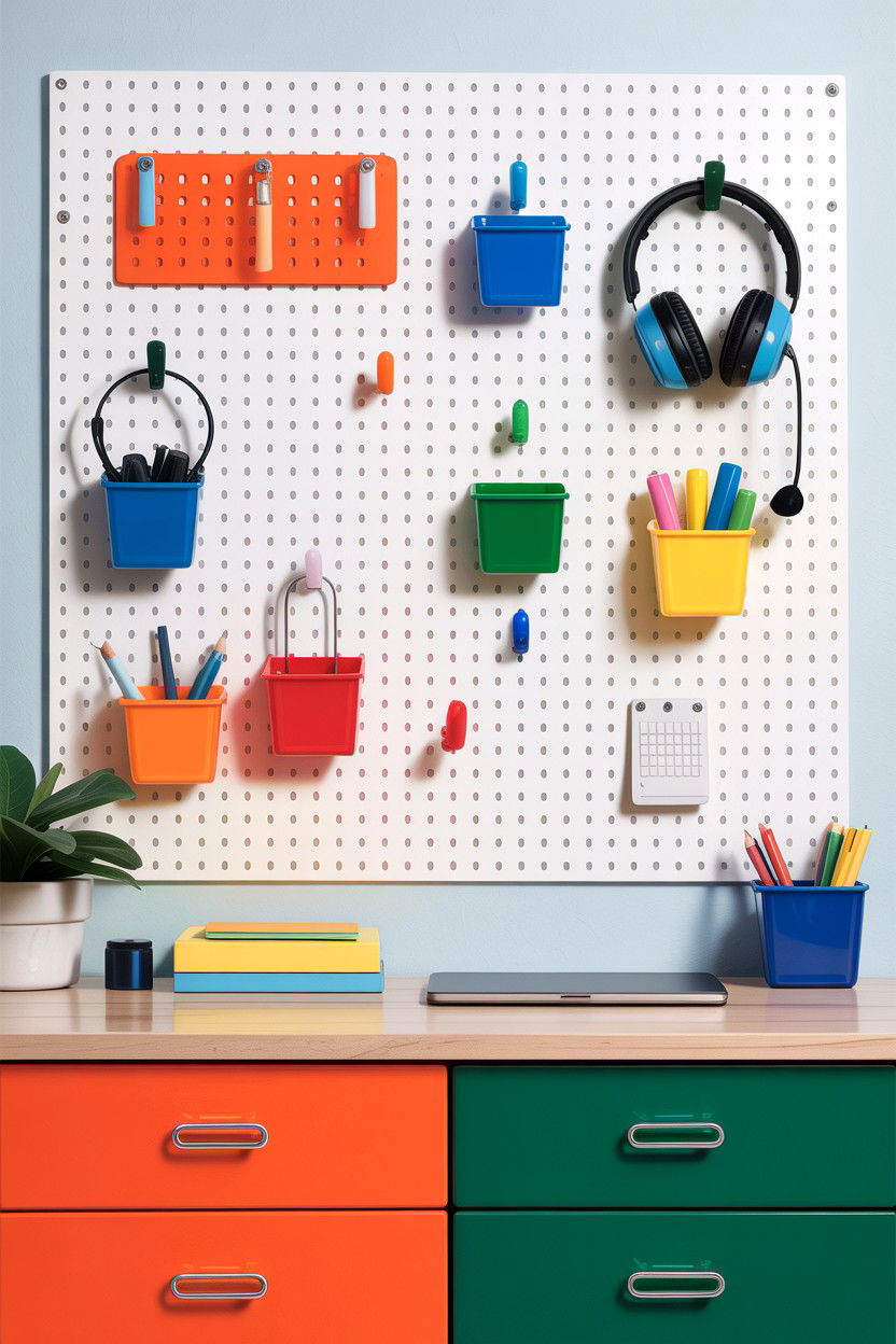 Pegboard wall system - 30 bedroom hanging organizers
