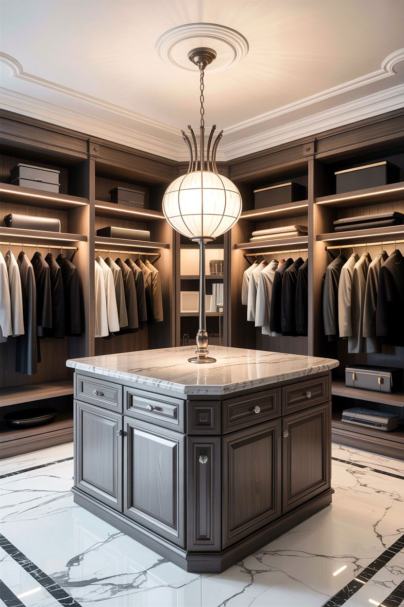 Pendant light for closet island - 30 bedroom closet lighting ideas