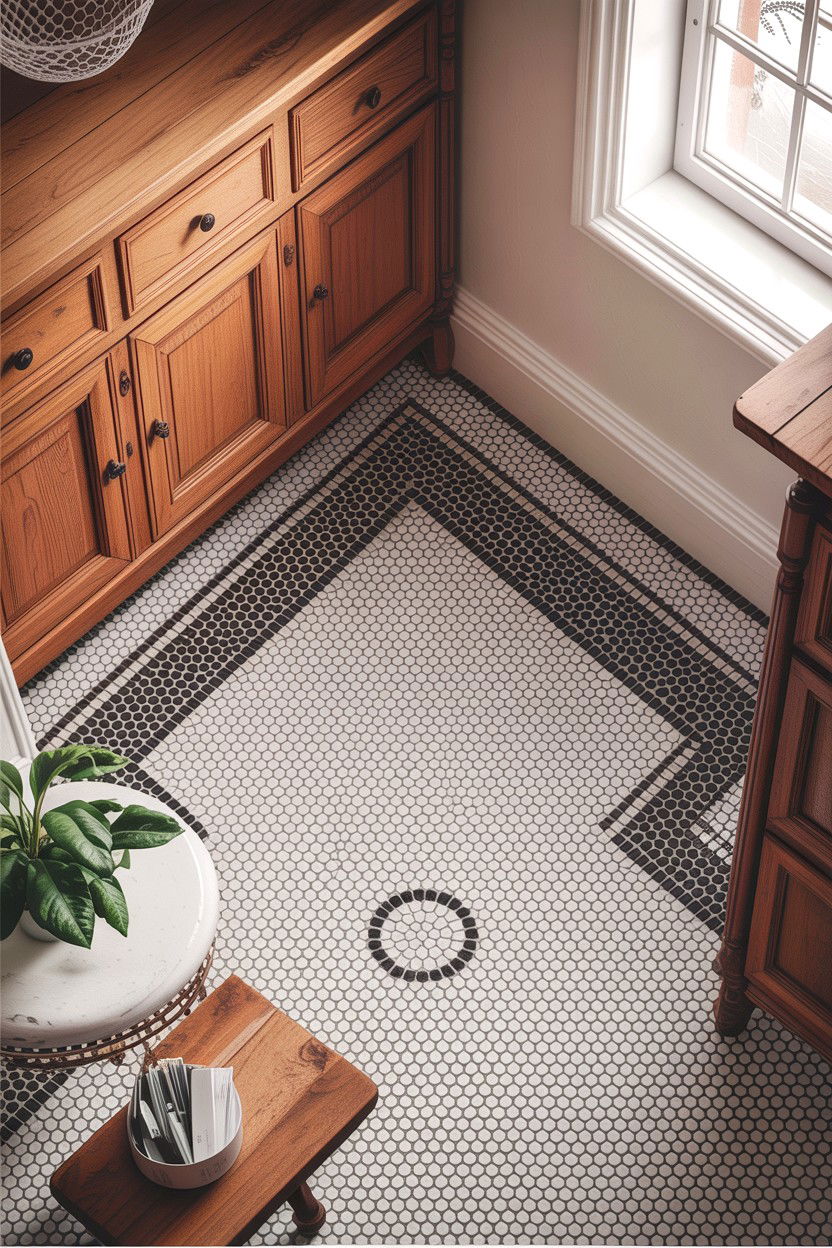 Penny Tile Floor - 30 contractor bathroom ideas