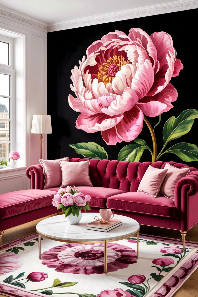 Peony Living Room - 30 floral themed living room ideas