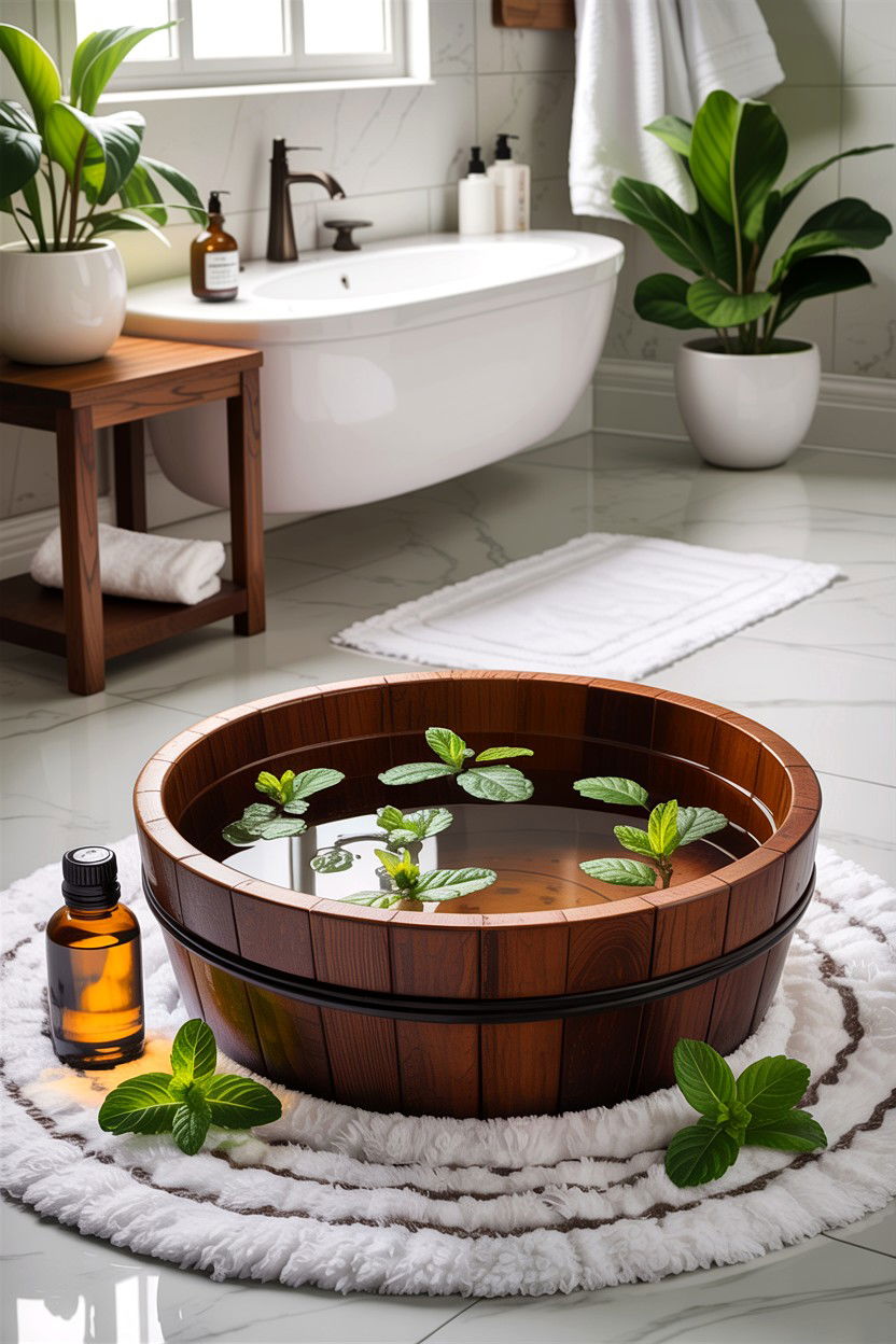 Peppermint Foot Soak Station - 30 bathroom aromatherapy ideas