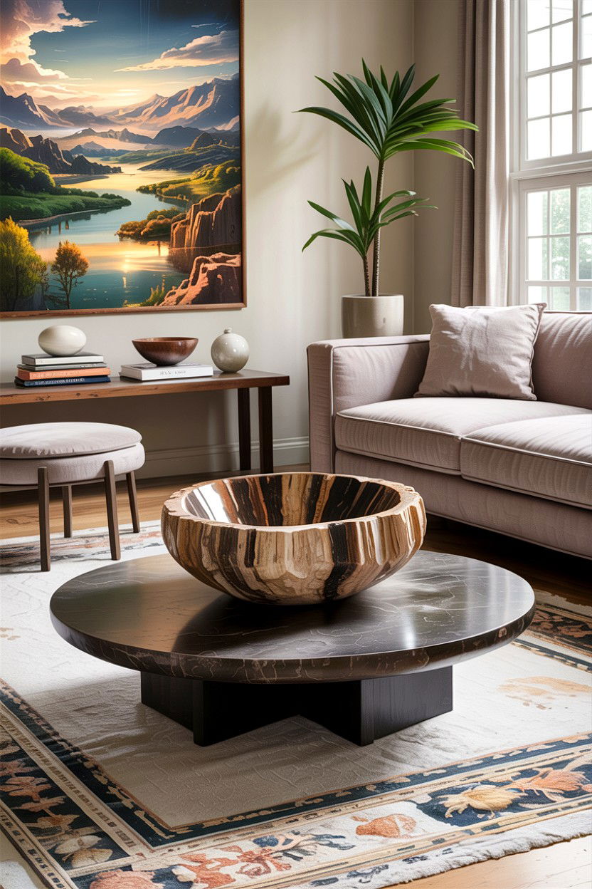 Petrified Wood Bowl Earthy - 30 living room decorative bowls