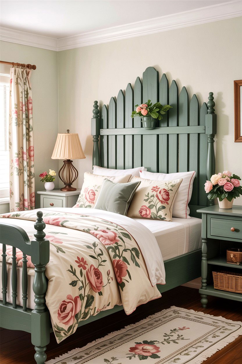 Picket Fence Wood Headboard - 30 bedroom wooden headboards