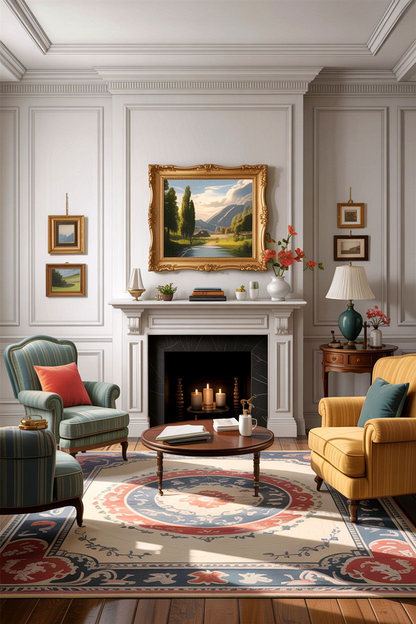 Picture frame molding - 30 DIY living room ideas