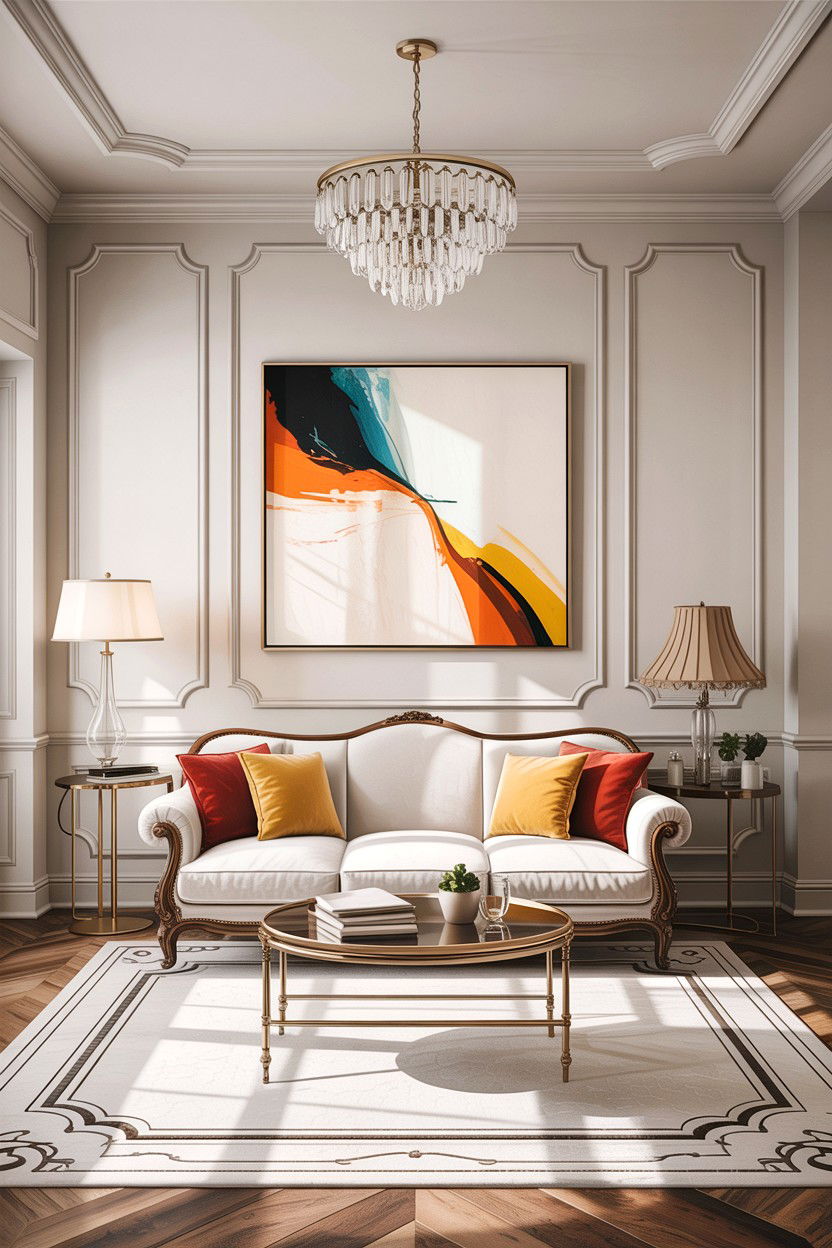 Picture frame molding - 30 living room accent wall ideas