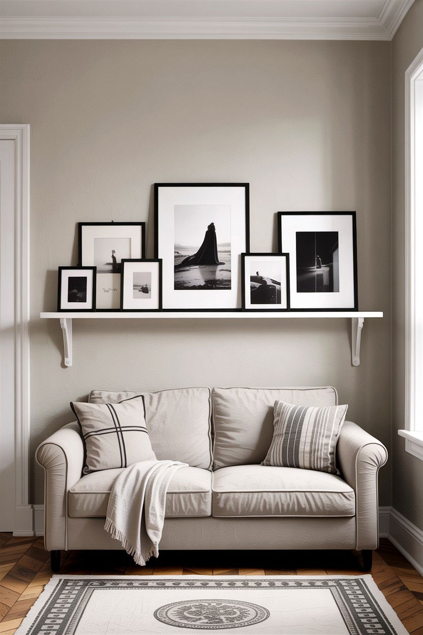 Picture ledge - 30 inexpensive living room ideas