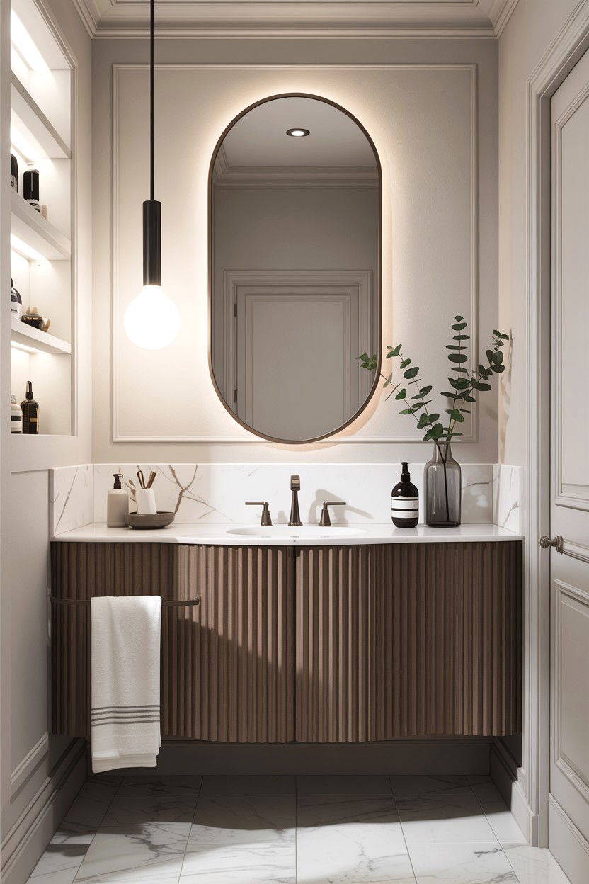 Pill Shaped Mirror - 30 frameless bathroom mirror ideas