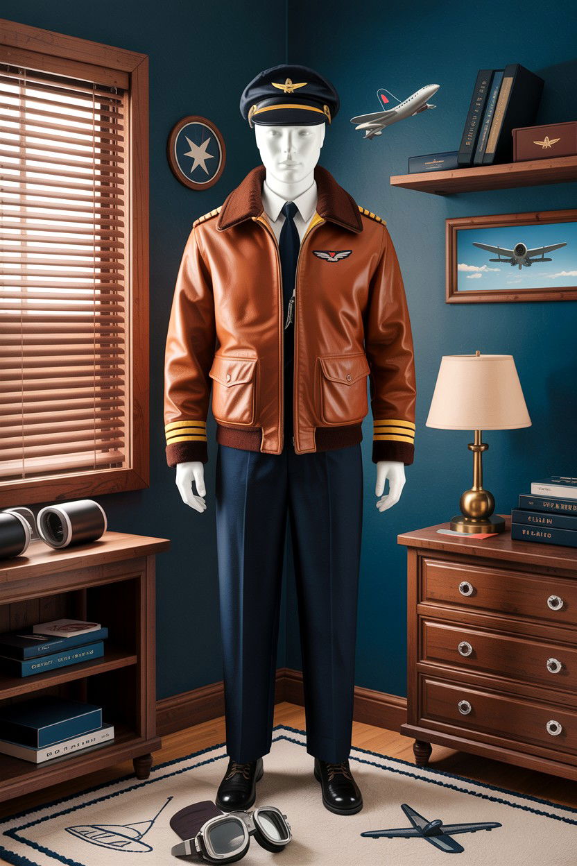 Pilot Uniform Display - 30 airplane bedroom ideas