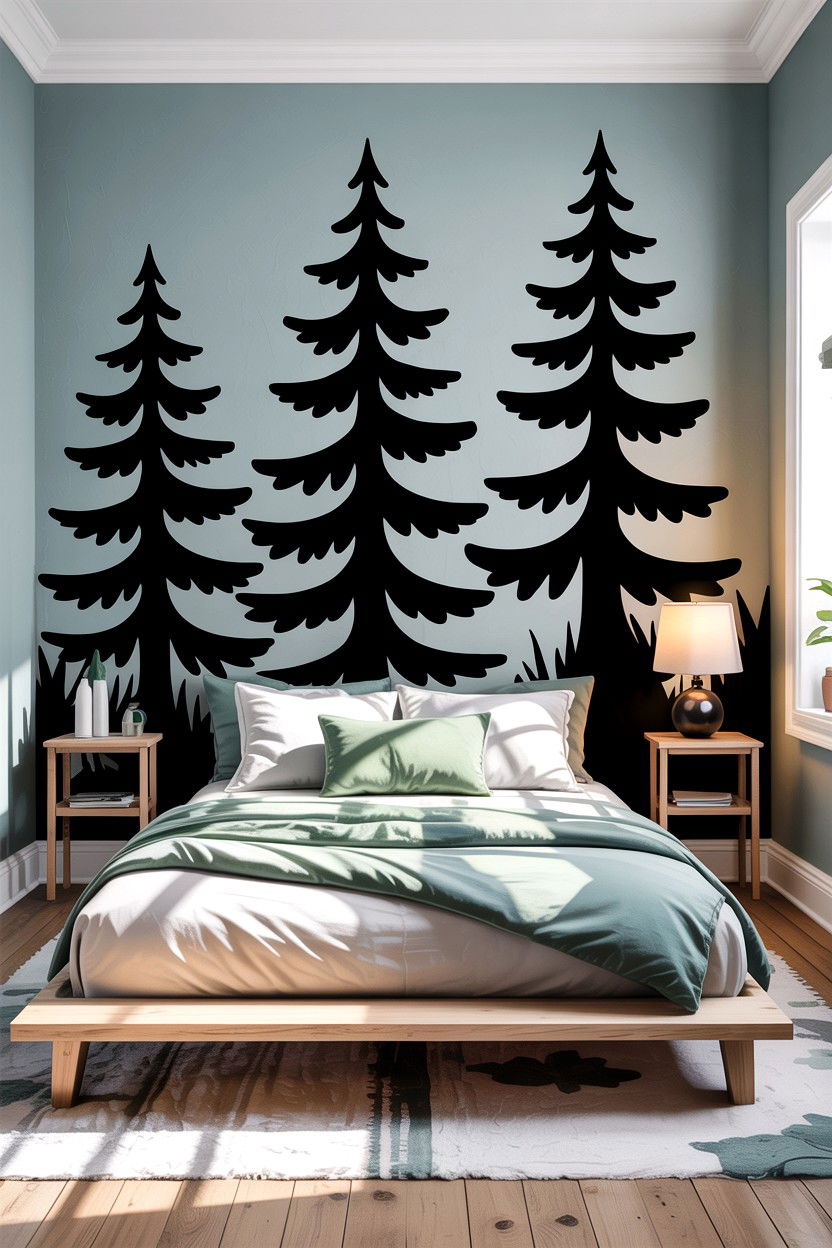 Pine Tree Wall Decals - 30 forest bedroom ideas