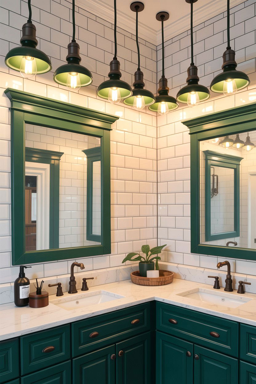 Pine green bathroom lighting - 30 green bathroom ideas