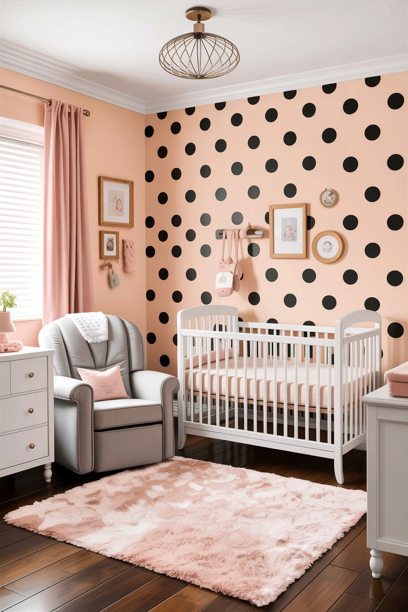 Pink And Gray Polka Dot Nursery - 30 bedroom polka dot walls