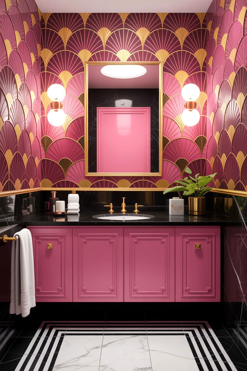 Pink Art Deco Bathroom - 30 hot pink bathroom ideas