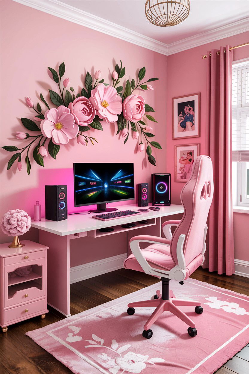 Pink Gaming Setup Bedroom - 30 gaming bedroom ideas