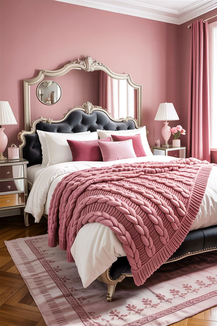 Pink Knit Throw - 30 bedroom knit blankets