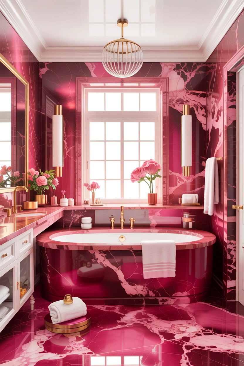 Pink Marble Bathroom - 30 hot pink bathroom ideas